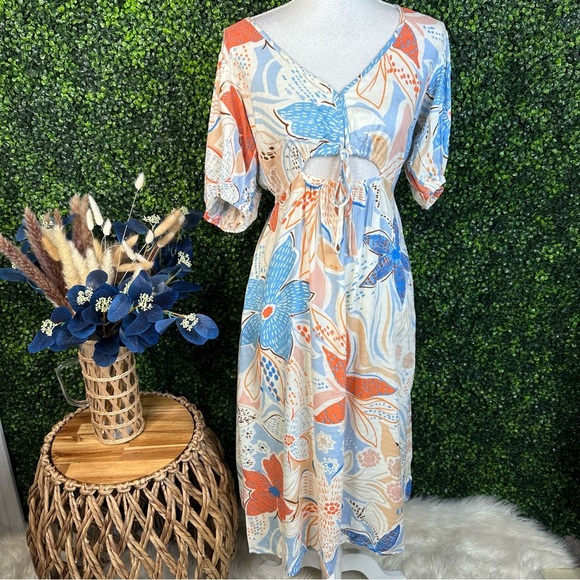 Band of the free cut out Floral Print Midi Dress nwt - Picture 4 of 10